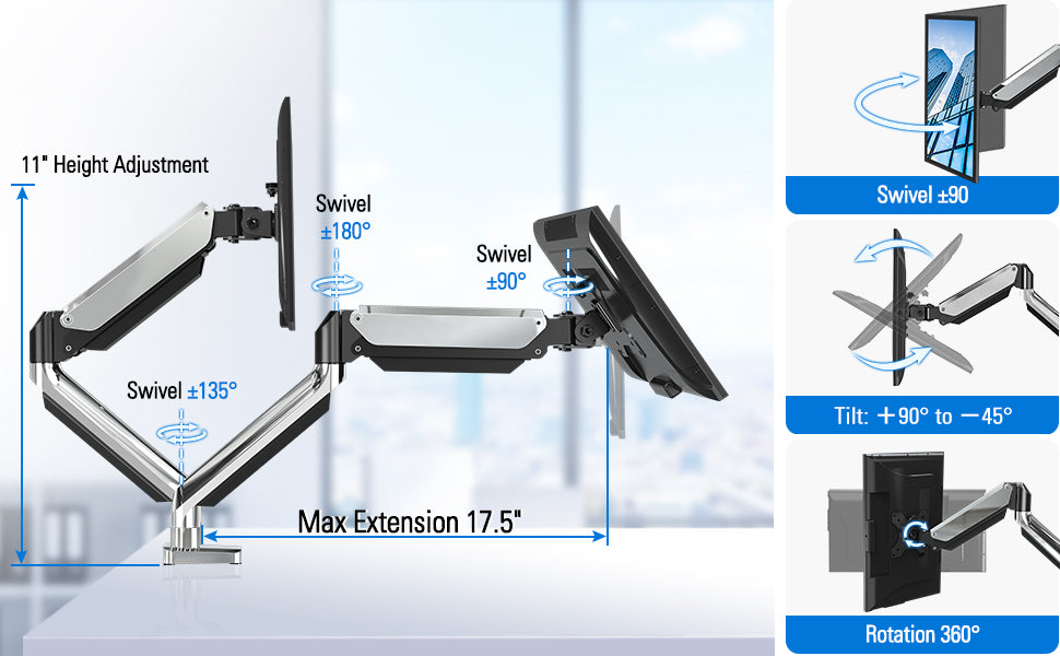 Soporte de escritorio para monitor dual para monitores de 13''-32'' MUA0035