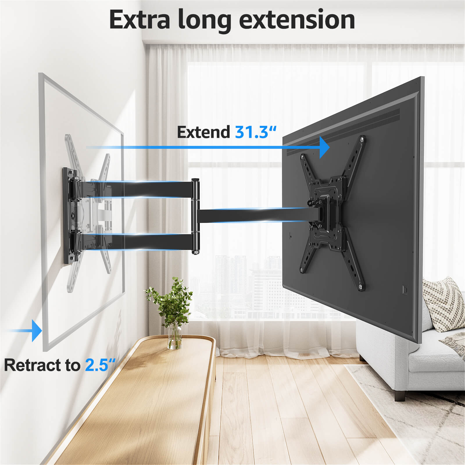 Full Motion Corner TV Wall Mount For 32"-65" TVs MU0075