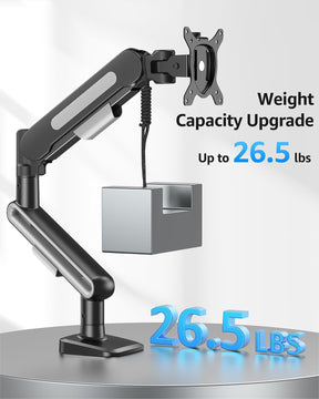 MOUNTUP Single Monitor Desk Mount Holds Max 26.5lbs, Monitor Mount for 13-34 inch, Full-Motion Monitors Stand, Height Adjustable Gas Spring Monitors Arm with C-Clamp＆Grommet Base