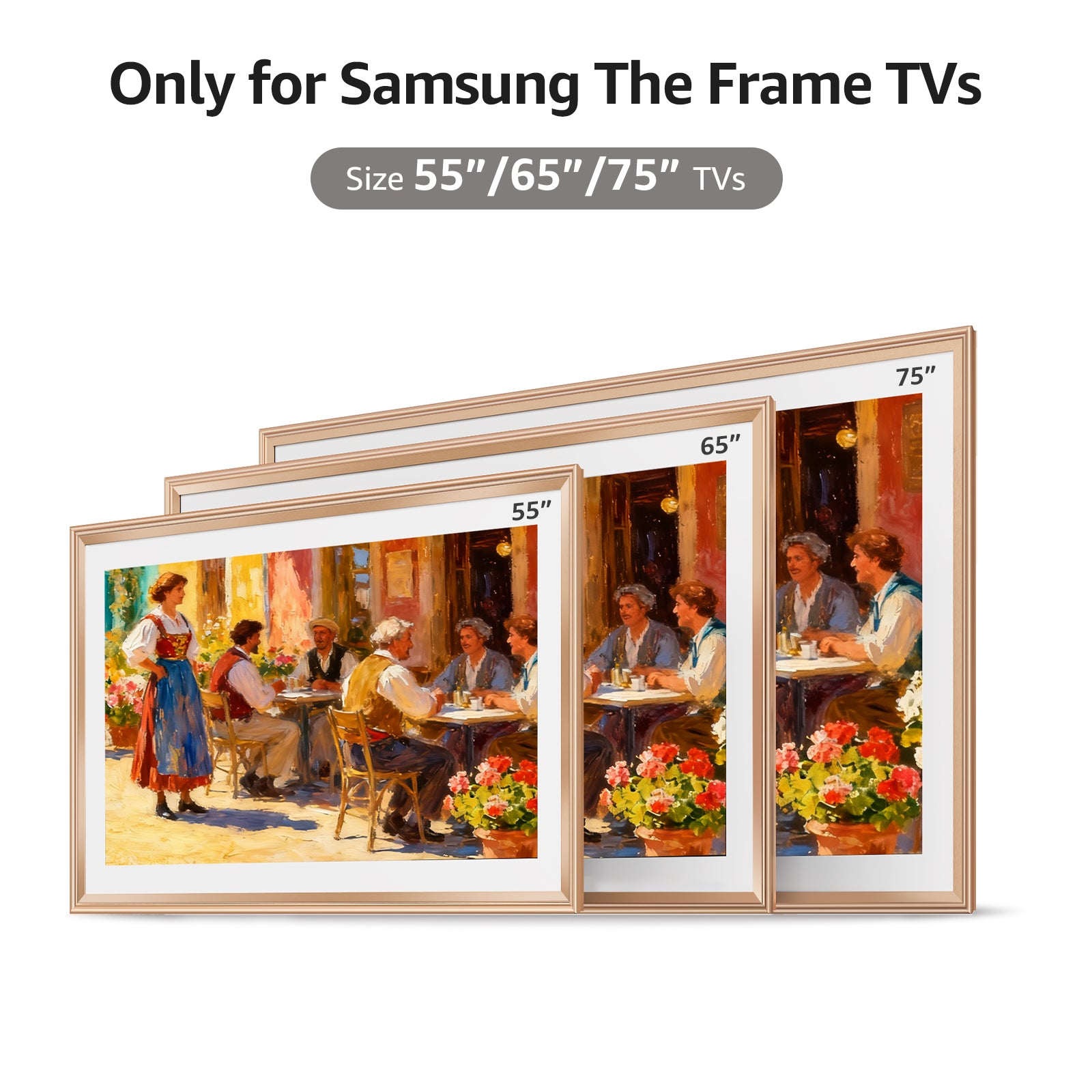 VueFrame TV Frames Deco Alloy Bezel Only for Samsung The Frame TVs, Modern & Minimalist Styles from TV to Art, Interchangeable Bezels for Home Decor, Easy Installation