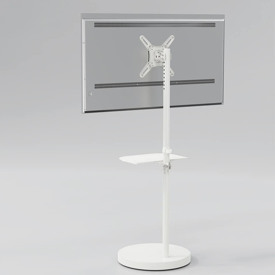 17''-42'' White Floor Monitor Stand Tilt Rotation TV Cart MUT1108