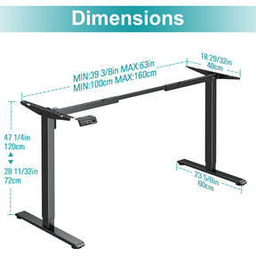 Standing Desk Frame Electric Stand Up Desk Legs 22mm/s Black White Grey MUD3
