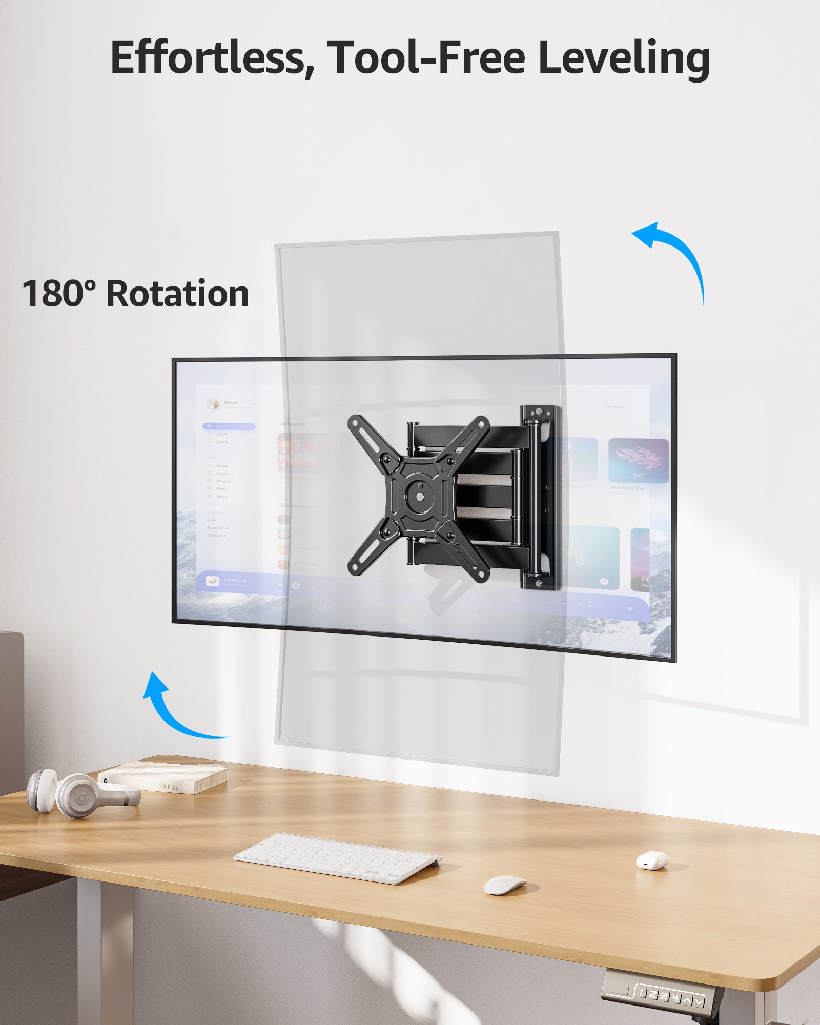 MOUNTUP Full Motion TV Wall Mount for Most 13-42 inch TVs, 21.7'' Long Extension Articulating Arm with Swivel Tilt Rotation, Corner TV Mount Wall Bracket for Monitor, Max VESA 200x200mm, Holds 44 lbs