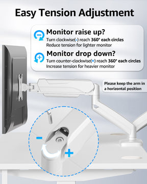 MOUNTUP Dual Monitor Stand for Desk, Monitor Arms for 2 Monitors Max 32 Inches, Height Adjustable Double Monitor Mount, VESA Mount with C-Clamp & Grommet Base, Holds 4.4-17.6lbs, White