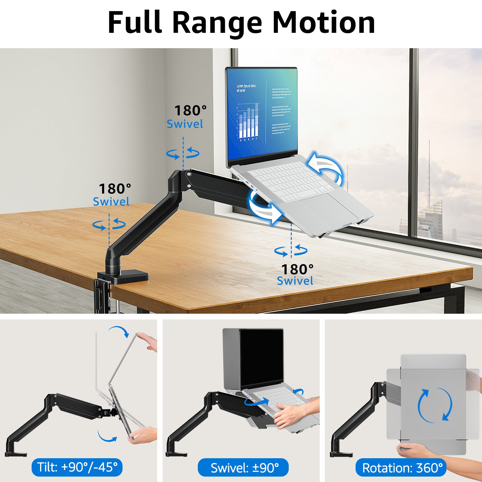 MOUNTUP Laptop Arm Mount for Desk Holds 3.3-17.6lbs MU4007