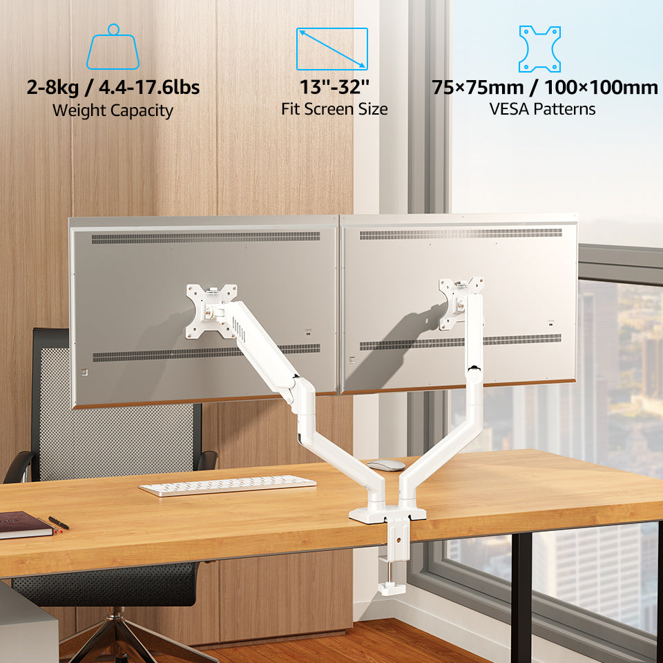 Freelift Dual Monitor Desk Mount for 13'' to 32'' Monitors MUA8014W