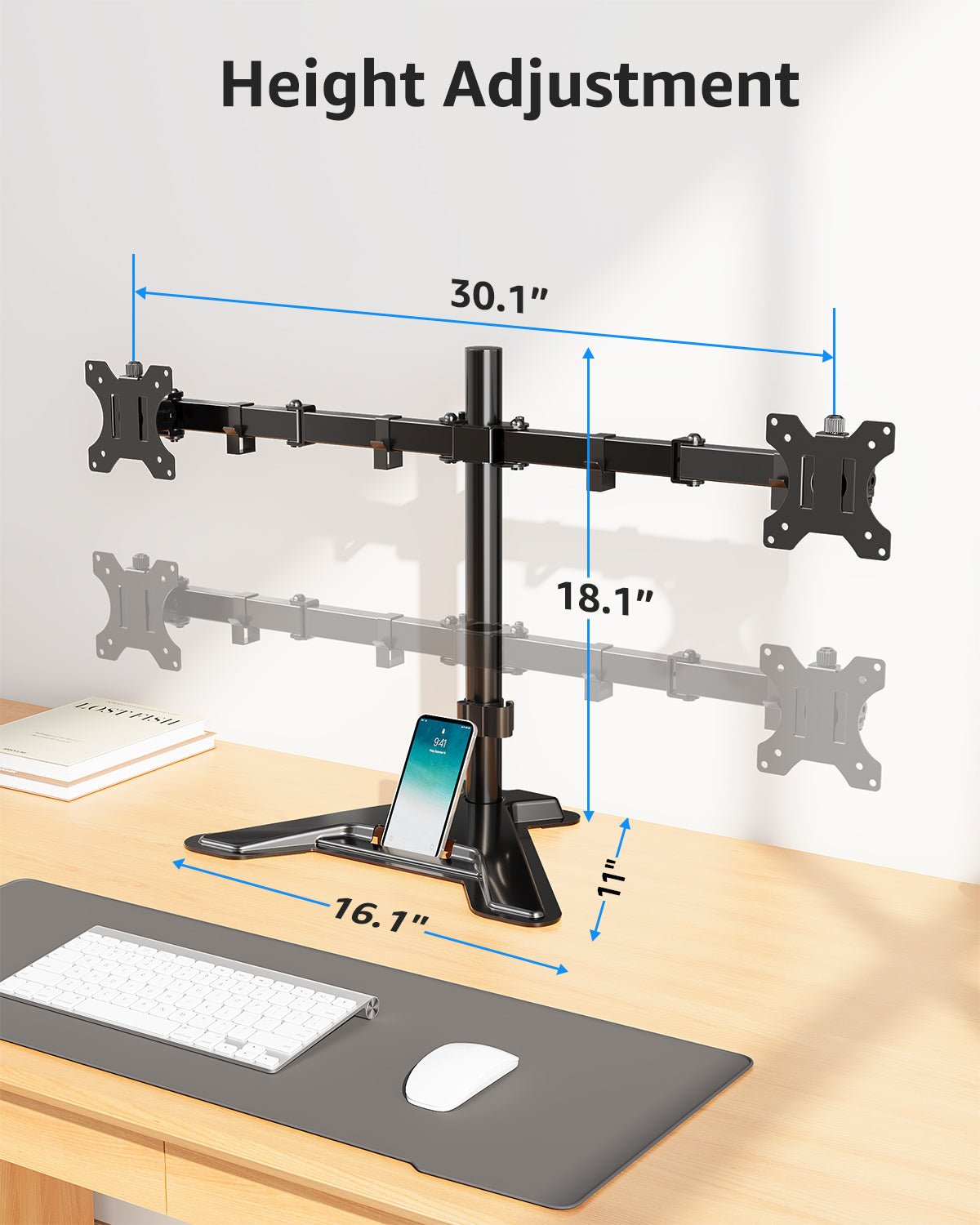 View Free Dual Monitor Desk Stand for Max 27'' Monitors VF1002