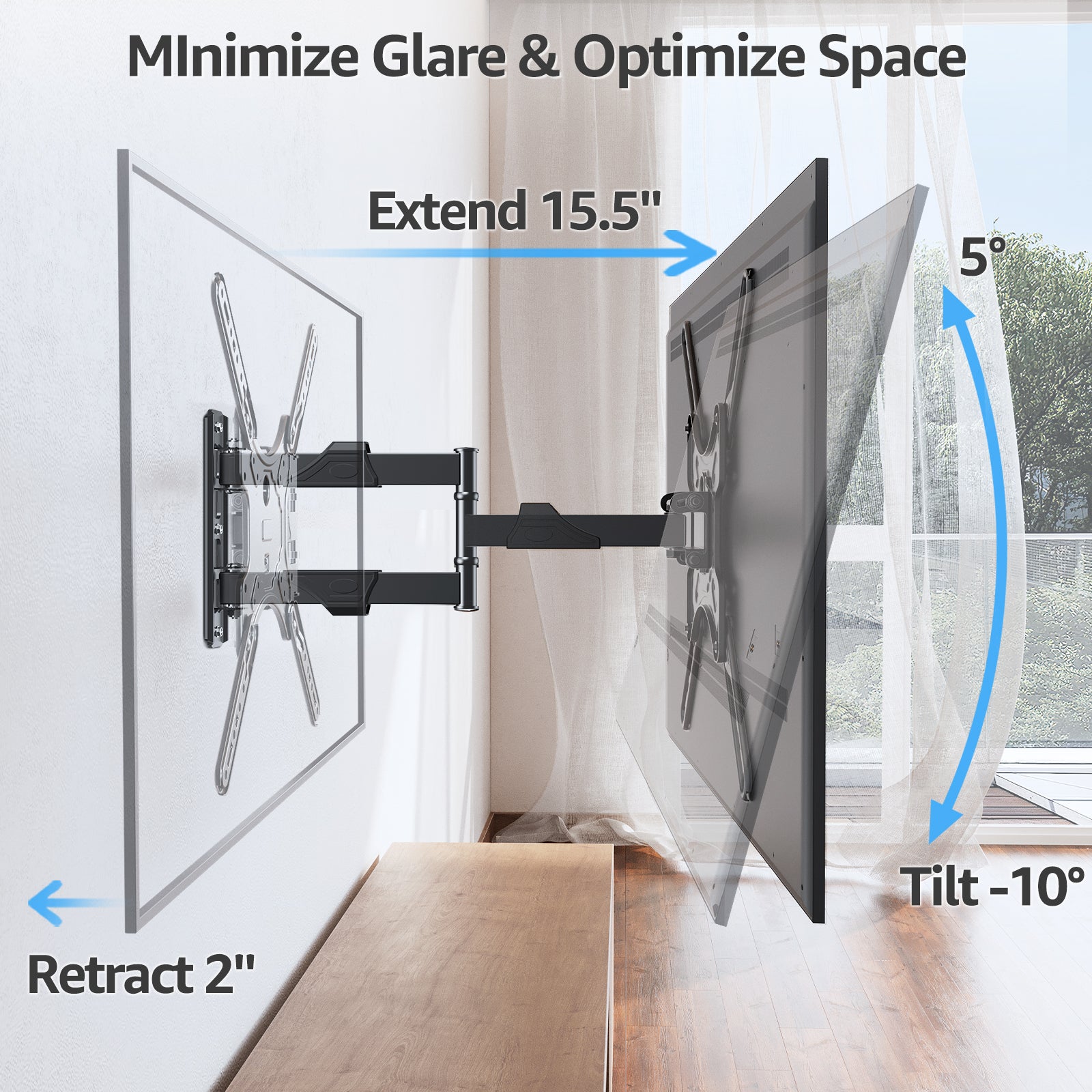 Soporte de pared para TV de esquina con movimiento completo para televisores de 26 a 60 pulgadas MU0009
