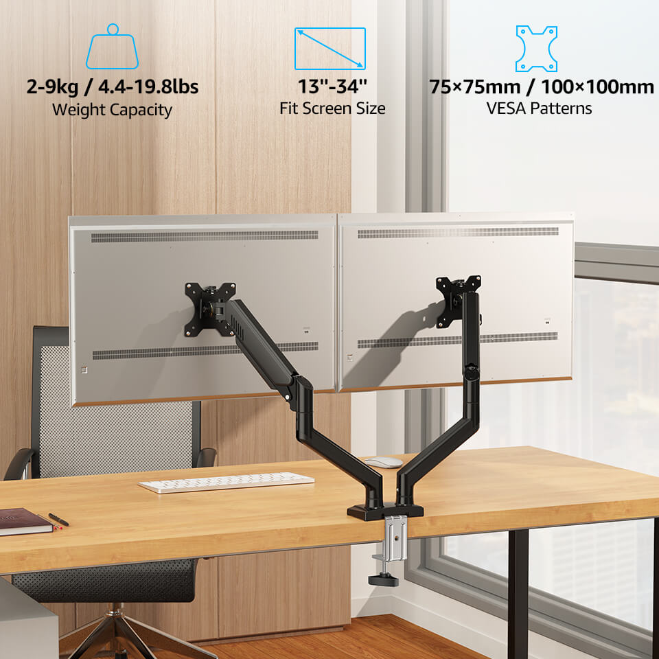 Freelift Dual Monitor Desk Mount for 13'' to 34'' Monitors MUA8014B