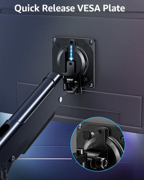 Dual Monitor Mount for 32 27 24 22inch Screens, Gas Spring Monitor Stand for 2 Monitor, Full Adjustable Monitors Desk Mount with C-Clamp＆Grommet Base, Each Arm Holds 4.4-22 lbs, Freelift Pro Black