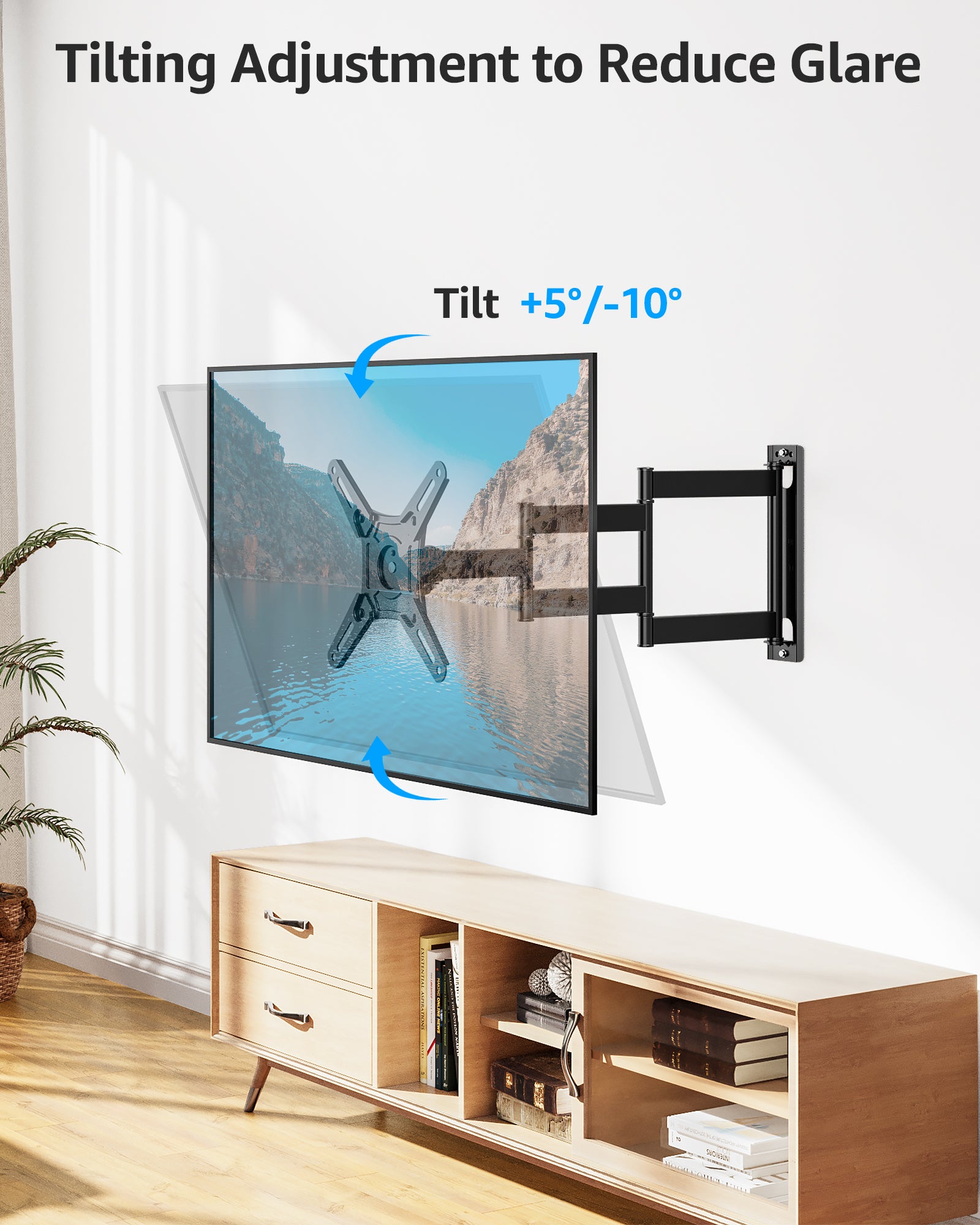MOUNTUP Full Motion TV Wall Mount for Most 13-42 inch TVs, 21.7'' Long Extension Articulating Arm with Swivel Tilt Rotation, Corner TV Mount Wall Bracket for Monitor, Max VESA 200x200mm, Holds 44 lbs