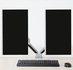 dual monitor mount for desk, two portrait mode monitors