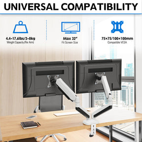 Dual Monitor Desk Mount for Max 32'' Monitors MUA0005-W