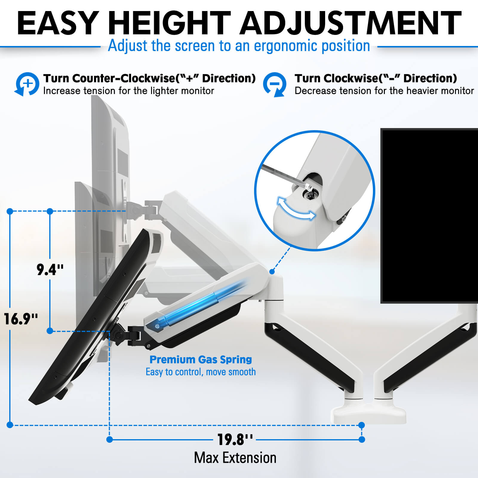 Dual Monitor Desk Mount for Max 32'' Monitors MUA0005-W