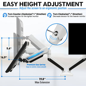 Dual Monitor Desk Mount for Max 32'' Monitors MUA0005-W