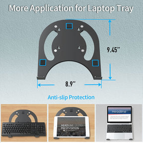 monitor mount with laptop tray for tablet, keyboard, laptop, etc