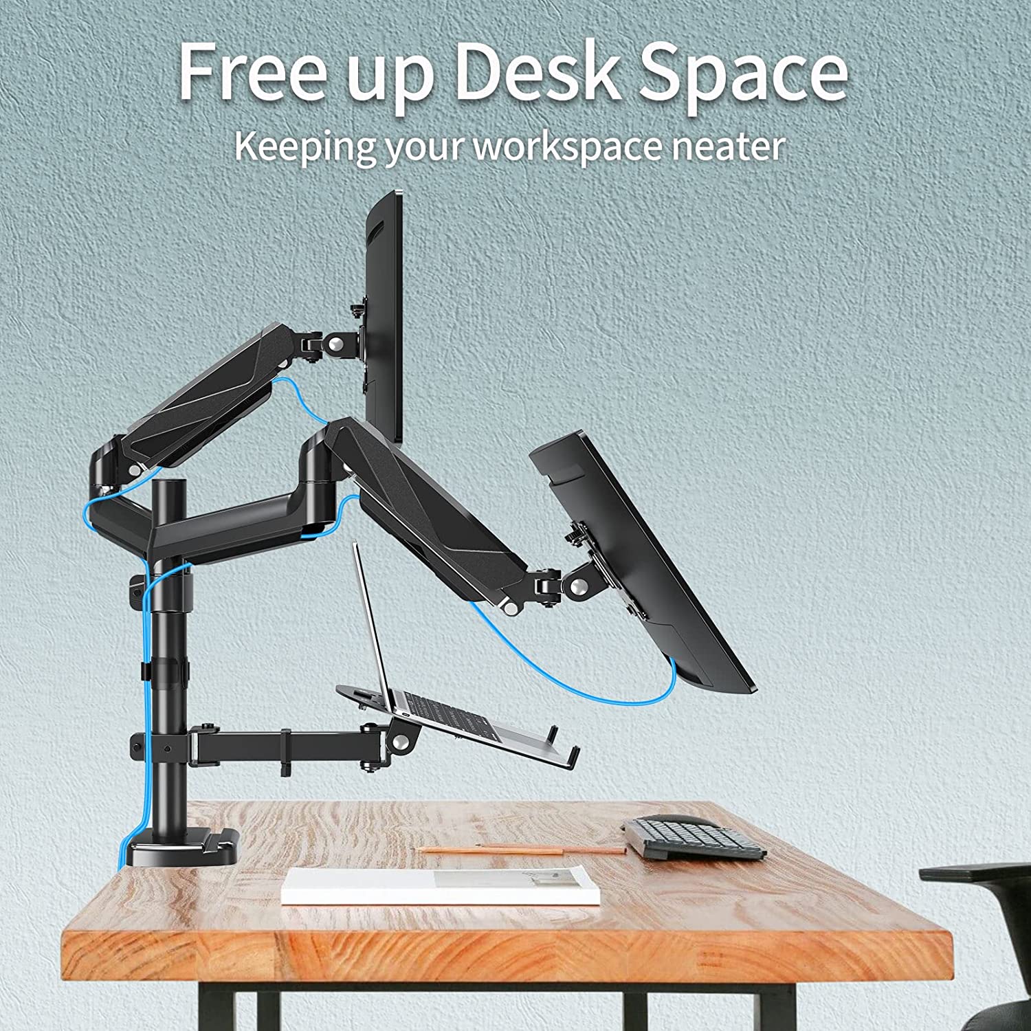 monitor and laptop stand keeps your workspace neater