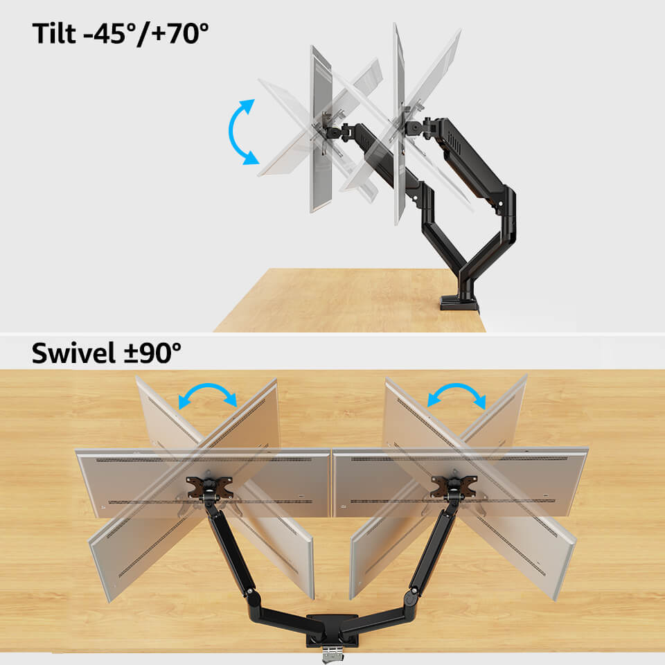 Freelift Dual Monitor Desk Mount for 13'' to 34'' Monitors MUA8014B