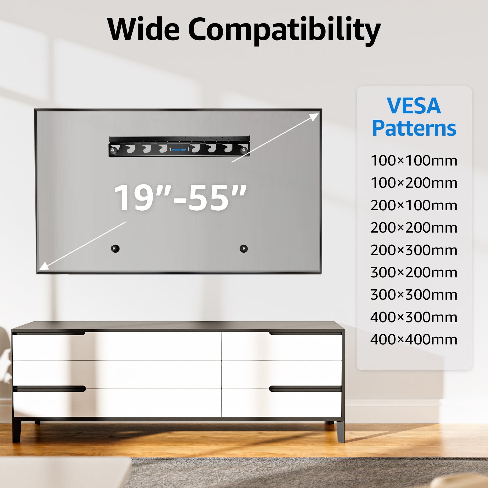 MOUNTUP Studless TV Wall Mount For 19″–55" TVs MU0060