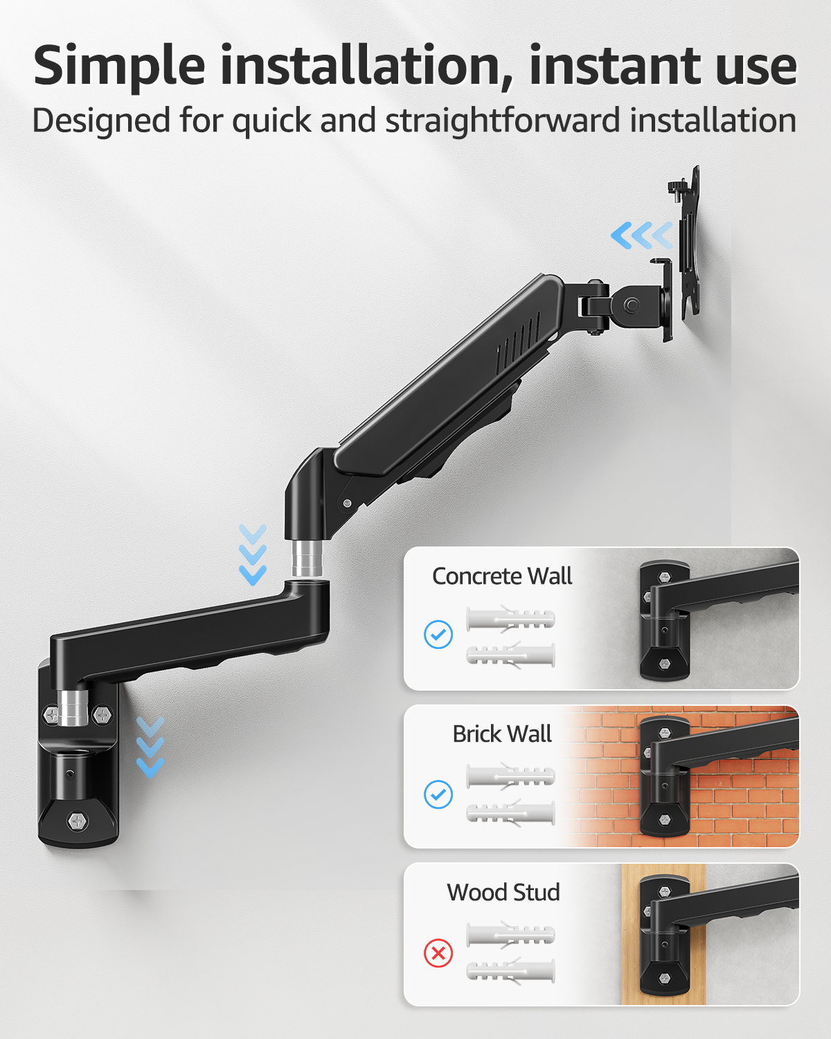 Single Monitor Wall Mount for Max 32'' Monitors MU2003