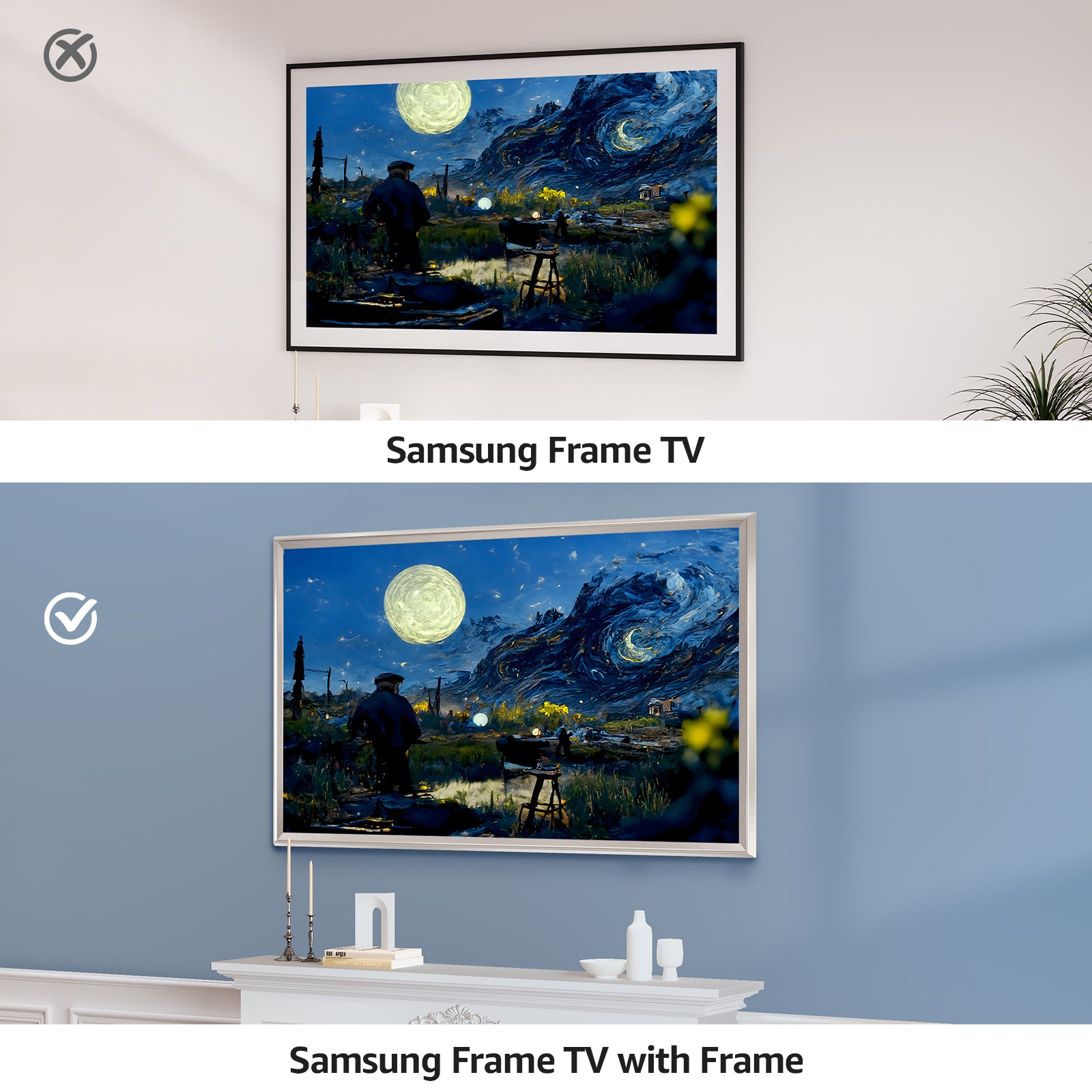 VueFrame TV Frames Deco Alloy Bezel Only for Samsung The Frame TVs, Modern & Minimalist Styles from TV to Art, Interchangeable Bezels for Home Decor, Easy Installation