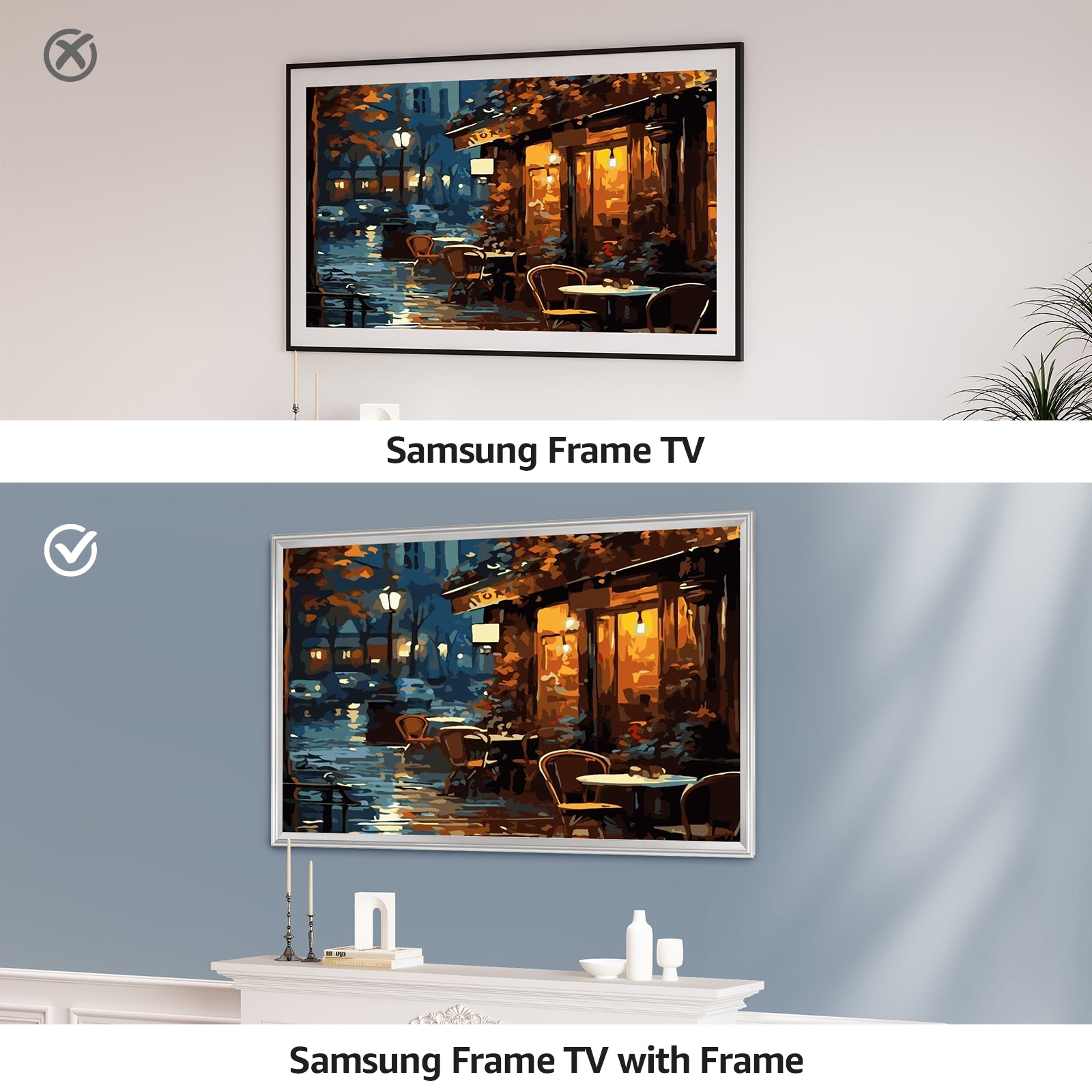 VueFrame TV Frames Deco Alloy Bezel Only for Samsung The Frame TVs, Modern & Minimalist Styles from TV to Art, Interchangeable Bezels for Home Decor, Easy Installation