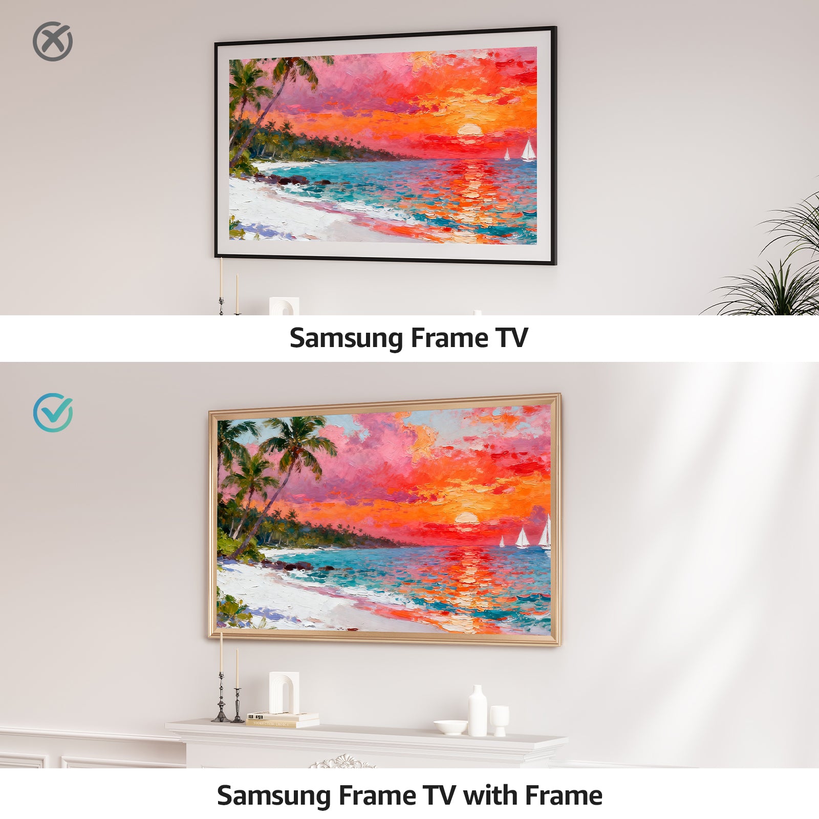 VueFrame TV Frames Deco Alloy Bezel Only for Samsung The Frame TVs, Modern & Minimalist Styles from TV to Art, Interchangeable Bezels for Home Decor, Easy Installation
