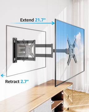 MOUNTUP Full Motion TV Wall Mount for Most 13-42 inch TVs, 21.7'' Long Extension Articulating Arm with Swivel Tilt Rotation, Corner TV Mount Wall Bracket for Monitor, Max VESA 200x200mm, Holds 44 lbs