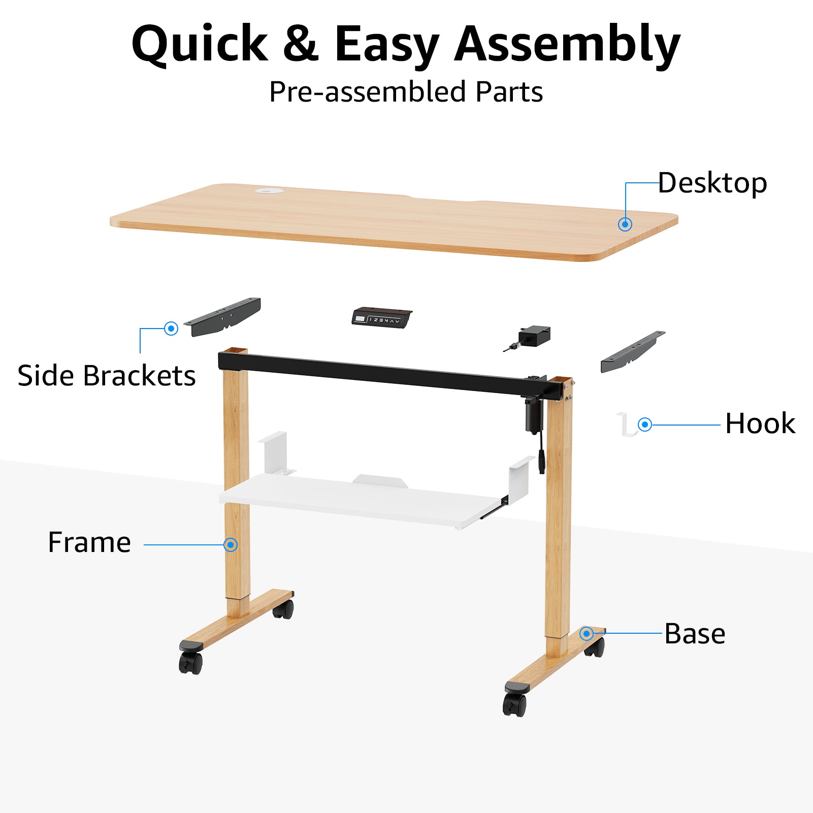 Standing Desk Height Adjustable Electric Computer Sit Stand Desk Office MUD531