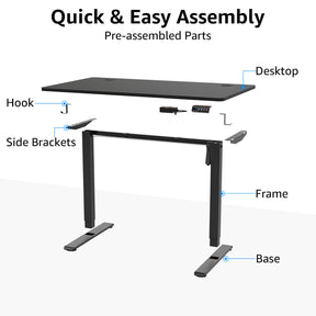Height Adjustable Electric Standing Desk - Black MUD101