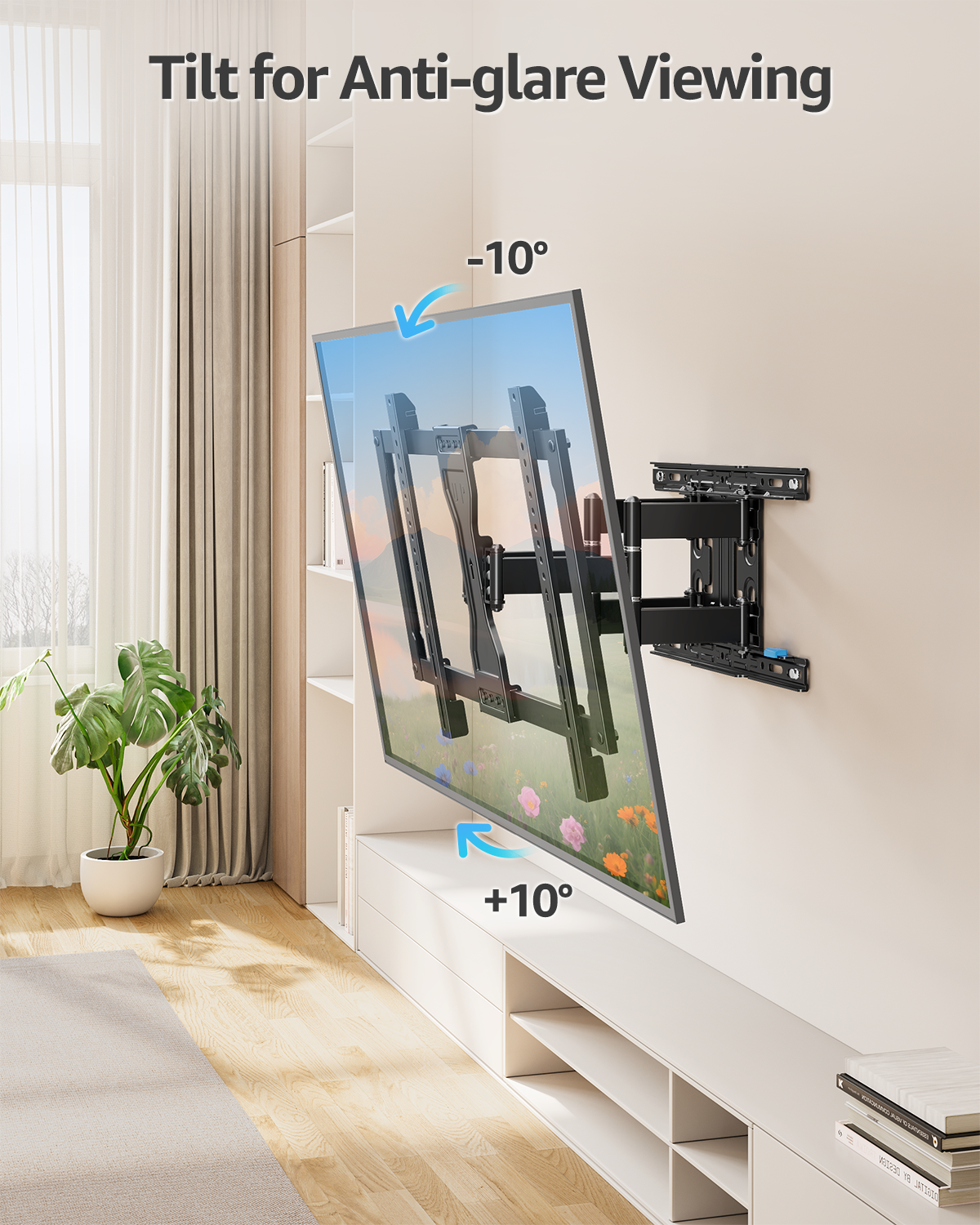 MOUNTUP Ultra Slim TV Wall Mount for Most 37-90 inch TVs, 1.1" Thin Low Profile Full Motion TV Mount Bracket, Dual Swivel Articulating Arms with Tilt, Fits 16" Studs, Max VESA 600x400mm Holds 132lbs