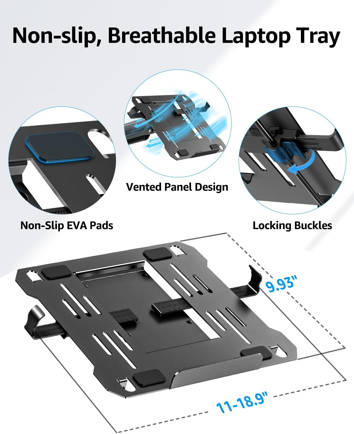 MOUNTUP Laptop and Monitor Desk Mount, Laptop Tray for Max 17" Notebook, Monitors Arm Fits up to 32" Monitor, Laptop Arm Holds 4.4-22lbs, 2-in-1 Tall Laptops Mount with Clamp/Grommet