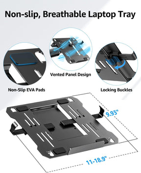 MOUNTUP Laptop and Monitor Desk Mount, Laptop Tray for Max 17" Notebook, Monitors Arm Fits up to 32" Monitor, Laptop Arm Holds 4.4-22lbs, 2-in-1 Tall Laptops Mount with Clamp/Grommet