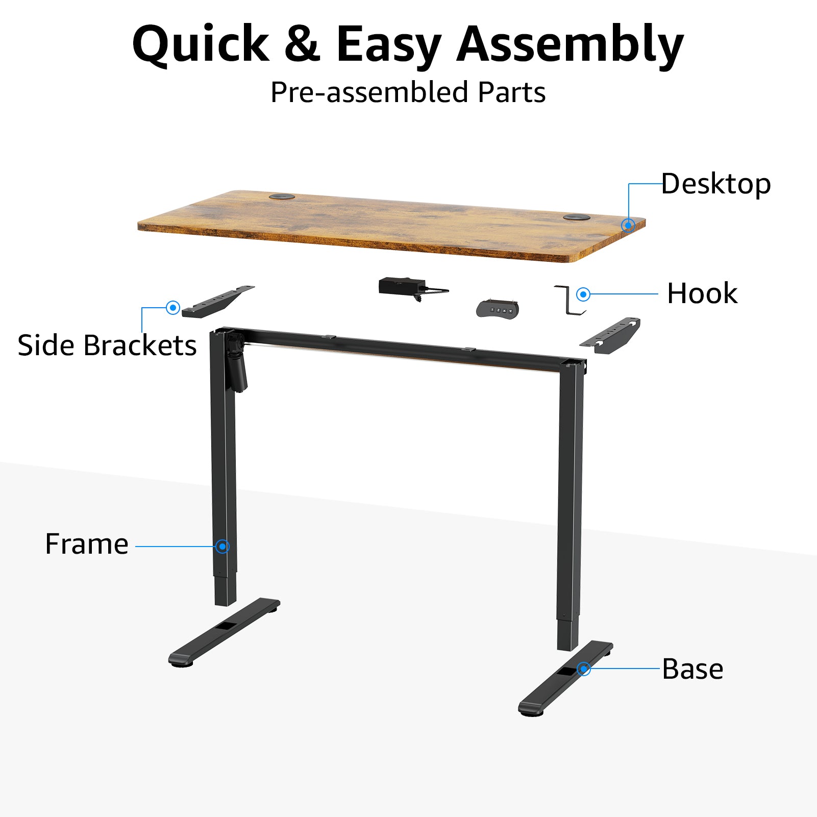 Electric Stand Up Desk Computer Standing Desk Office Height Adjustable MUDL1801