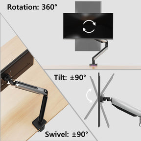 Single Monitor Desk Mount for 17"- 32" Monitors With Ambient RGB Light MUA8009