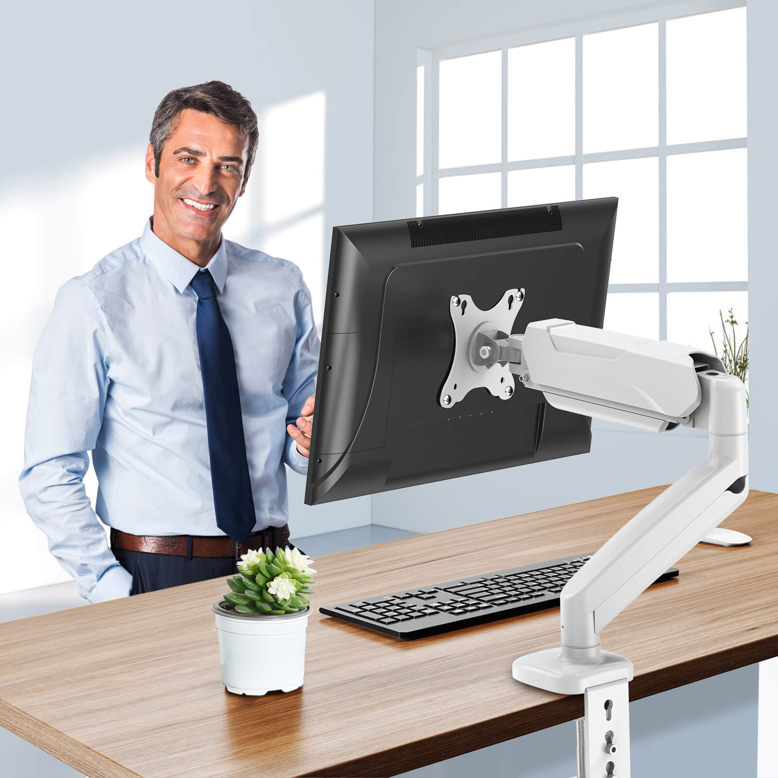 Single Monitor Desk Mount for 13''-32'' Monitors MUA0004-W