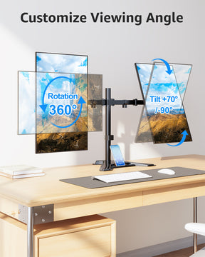 View Free Dual Monitor Desk Stand for Max 27'' Monitors VF1002