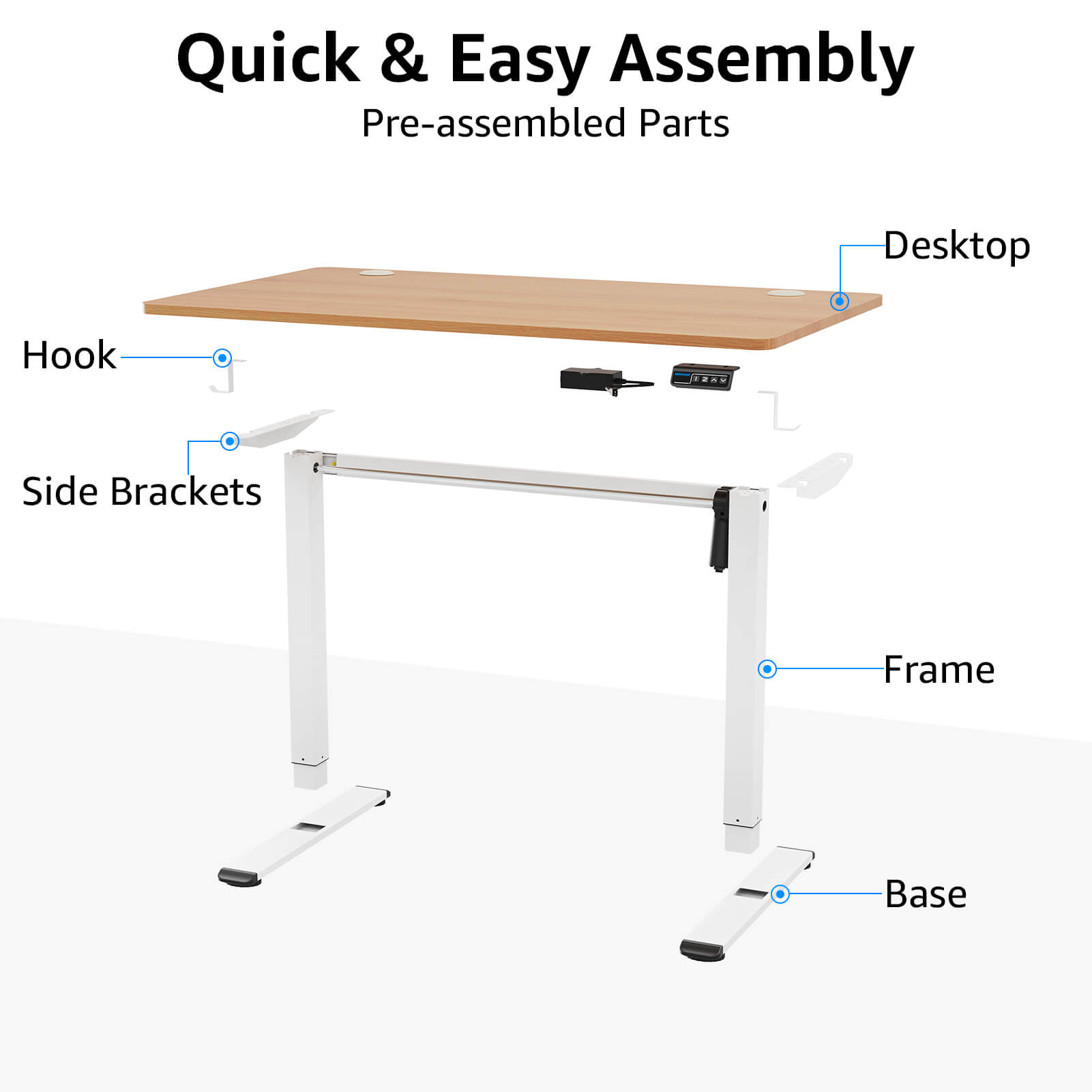 Height Adjustable Electric Standing Desk - Oak MUD201