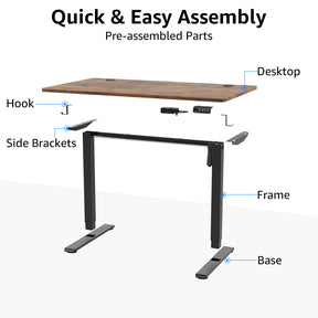 Height Adjustable Electric Standing Desk - Rustic Brown MUD101