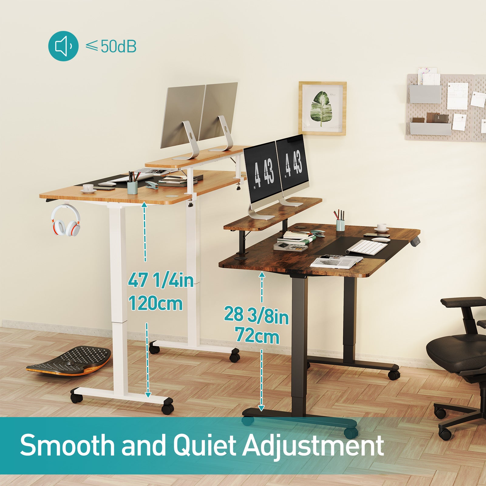 Dual Motor Electric Standing Desk 2-Tier Height Adjustable Stand Up Desk MUD2124