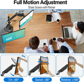 dual monitor arm full motion adjustment