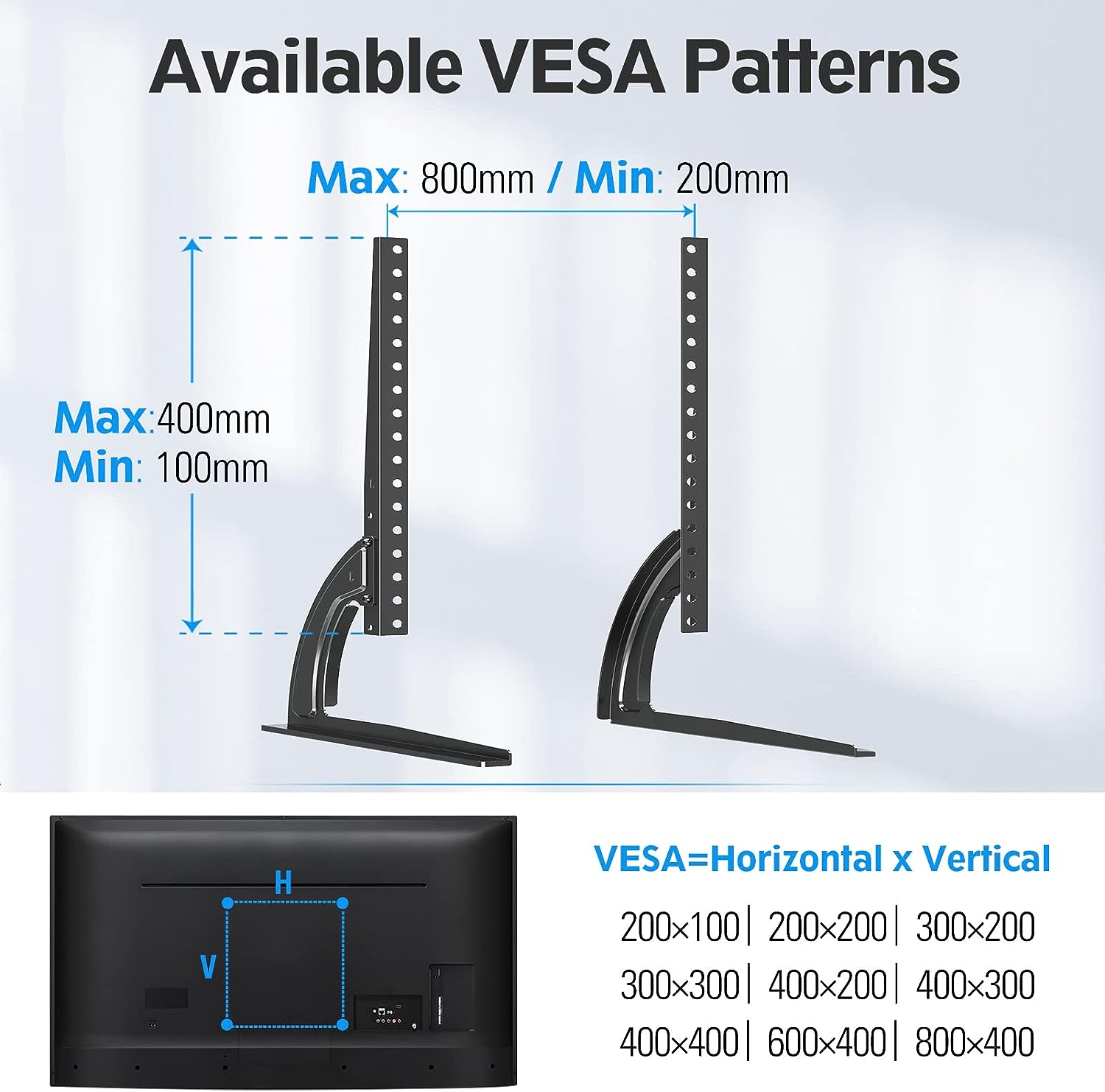 Soporte de pared VESA 200x200 hasta 800x400 mm para pantallas de