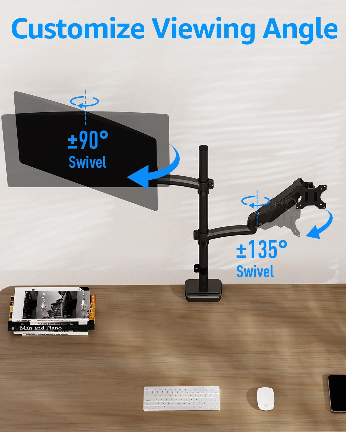 Full Motion Dual Monitor Desk Mount for Max 32'' Monitors MUA6012