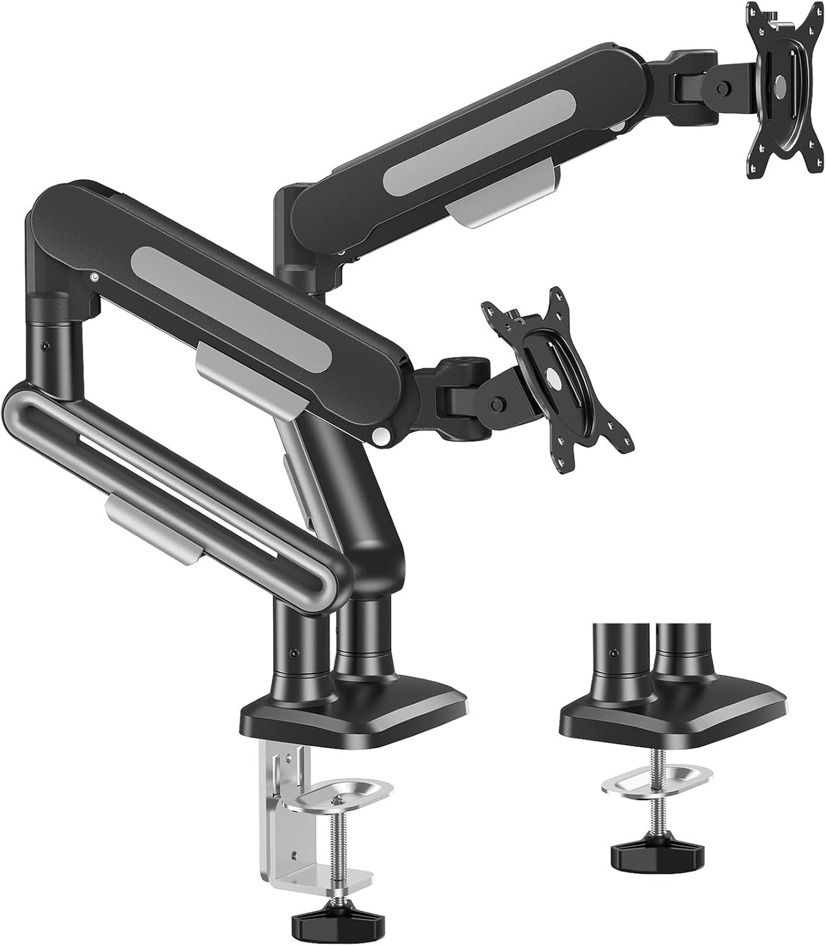 MOUNTUP Dual Monitor Mount Holds for 4.4-26.5lbs, Full-motion Monitors Stand Max 39 inch, Gas Spring Monitor Stand for 2 Monitor, Height Adjustable Monitors Desk Mount with C-Clamp＆Grommet Base