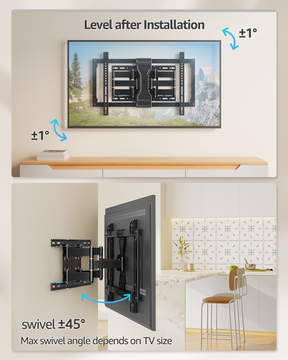 MOUNTUP Ultra Slim TV Wall Mount for Most 37-90 inch TVs, 1.1" Thin Low Profile Full Motion TV Mount Bracket, Dual Swivel Articulating Arms with Tilt, Fits 16" Studs, Max VESA 600x400mm Holds 132lbs