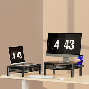 View Free Monitor Stand Riser with Metal Mesh Drawer, Height Adjustable with Phone Holder VF93103