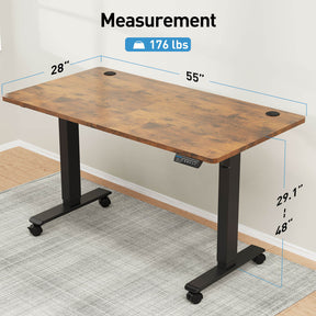Electric Height Adjustable Standing Desk - Rustic Brown MUD312
