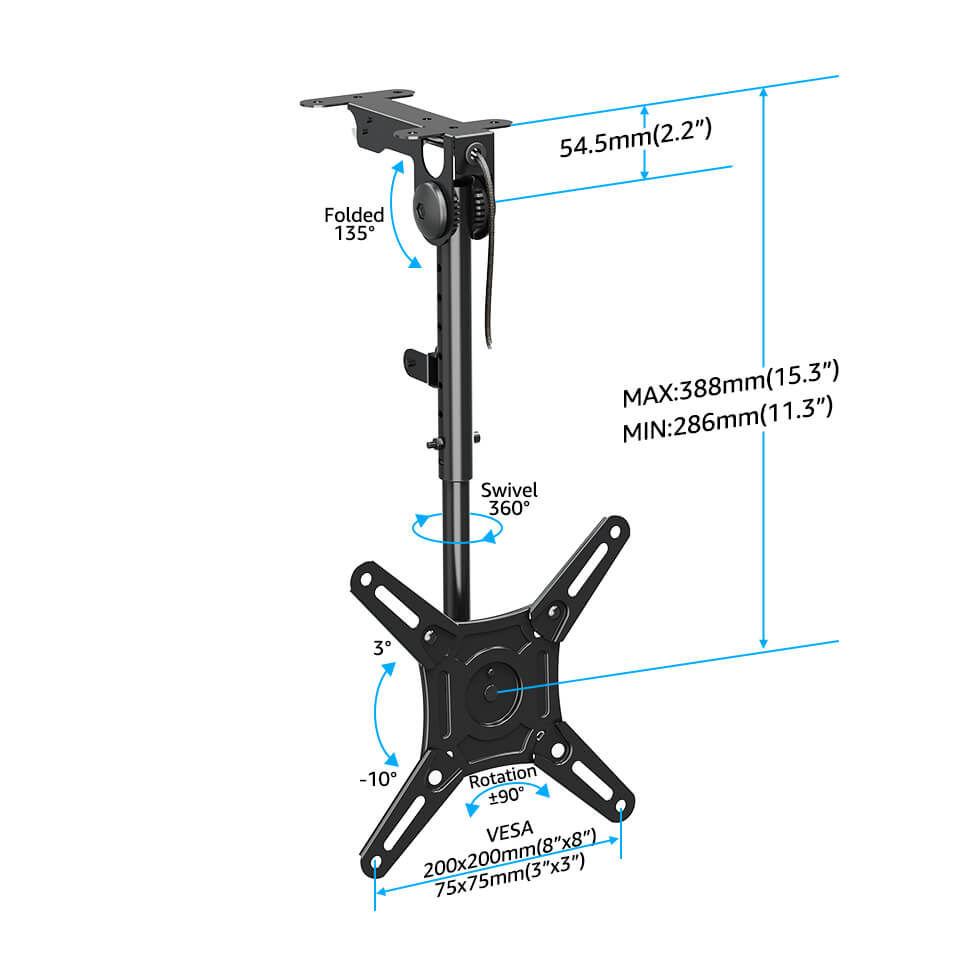 Full Motion Ceiling TV Mount for 13''-42'' TVs MUT0049-L