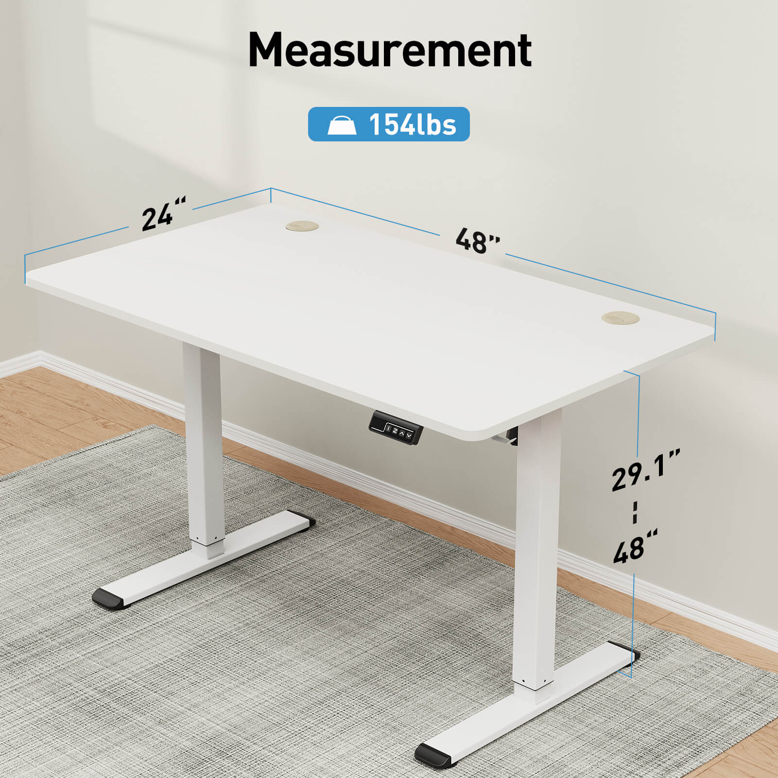 Height Adjustable Electric Standing Desk - White MUD201
