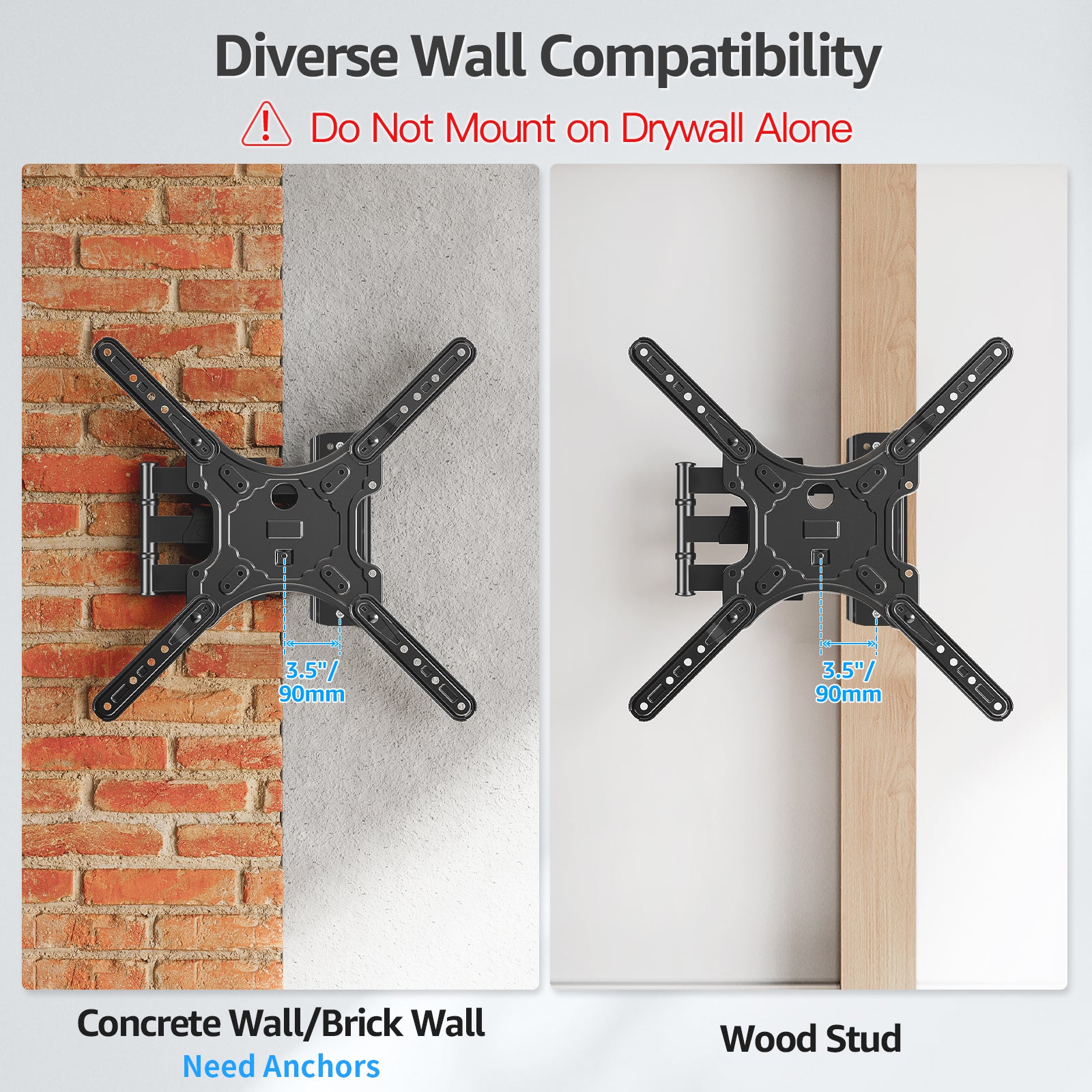 Soporte de pared para TV de esquina con movimiento completo para televisores de 26 a 60 pulgadas MU0009